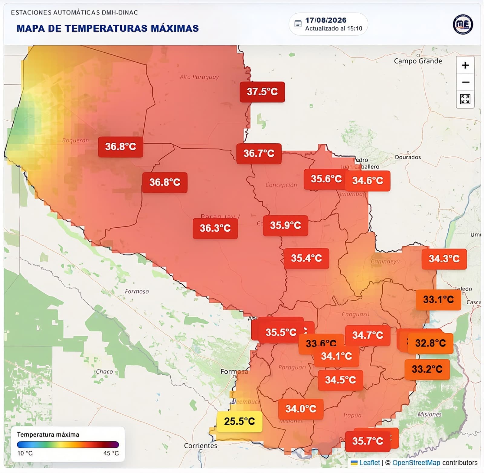 El “invierno paraguayo” pega fuerte: Encarnación rozó los 36 °C este lunes