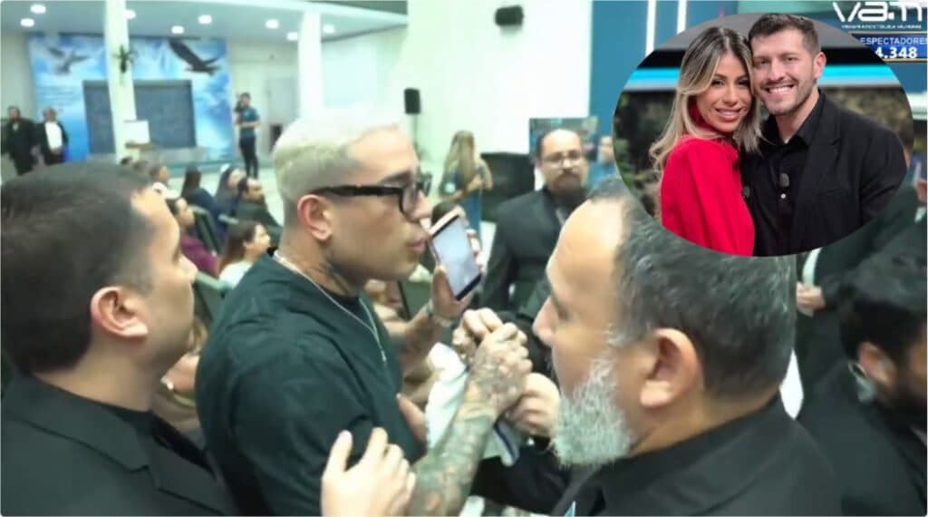 Masivo armó sarambí en una iglesia y terminó enfrentado con el marido de Jessica Torres