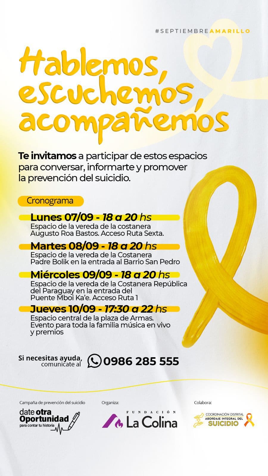 #SeptiembreAmarillo en Encarnación: Charlas, música y espacios de escucha para salvar vidas