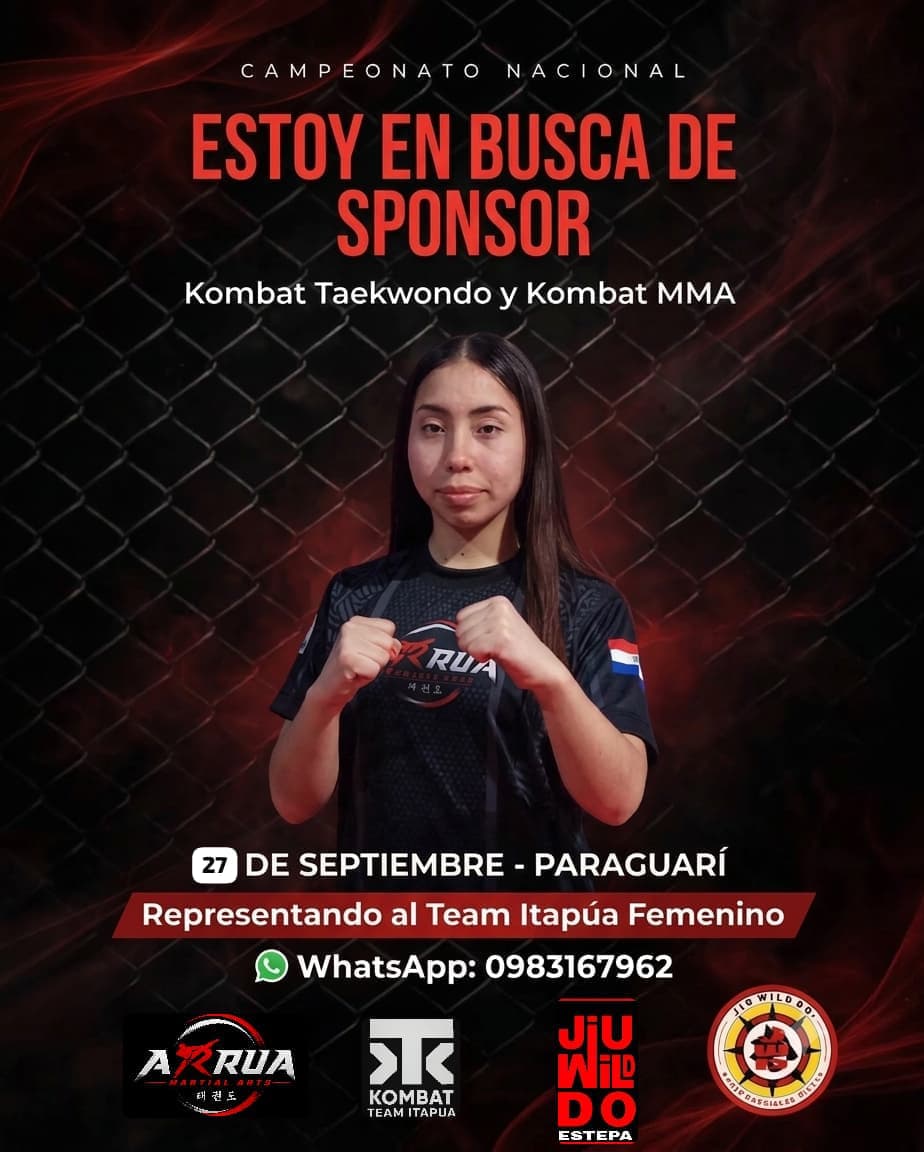 Fabiola Arrúa busca sponsors para representar a Itapúa en el Nacional de Taekwondo